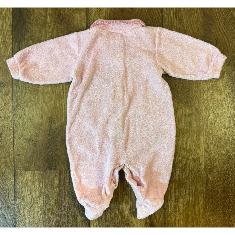 Vintage 90s Carters Sleeper 3/6 Months Girl 12-18 Pounds Pink Terry Cloth Bunny